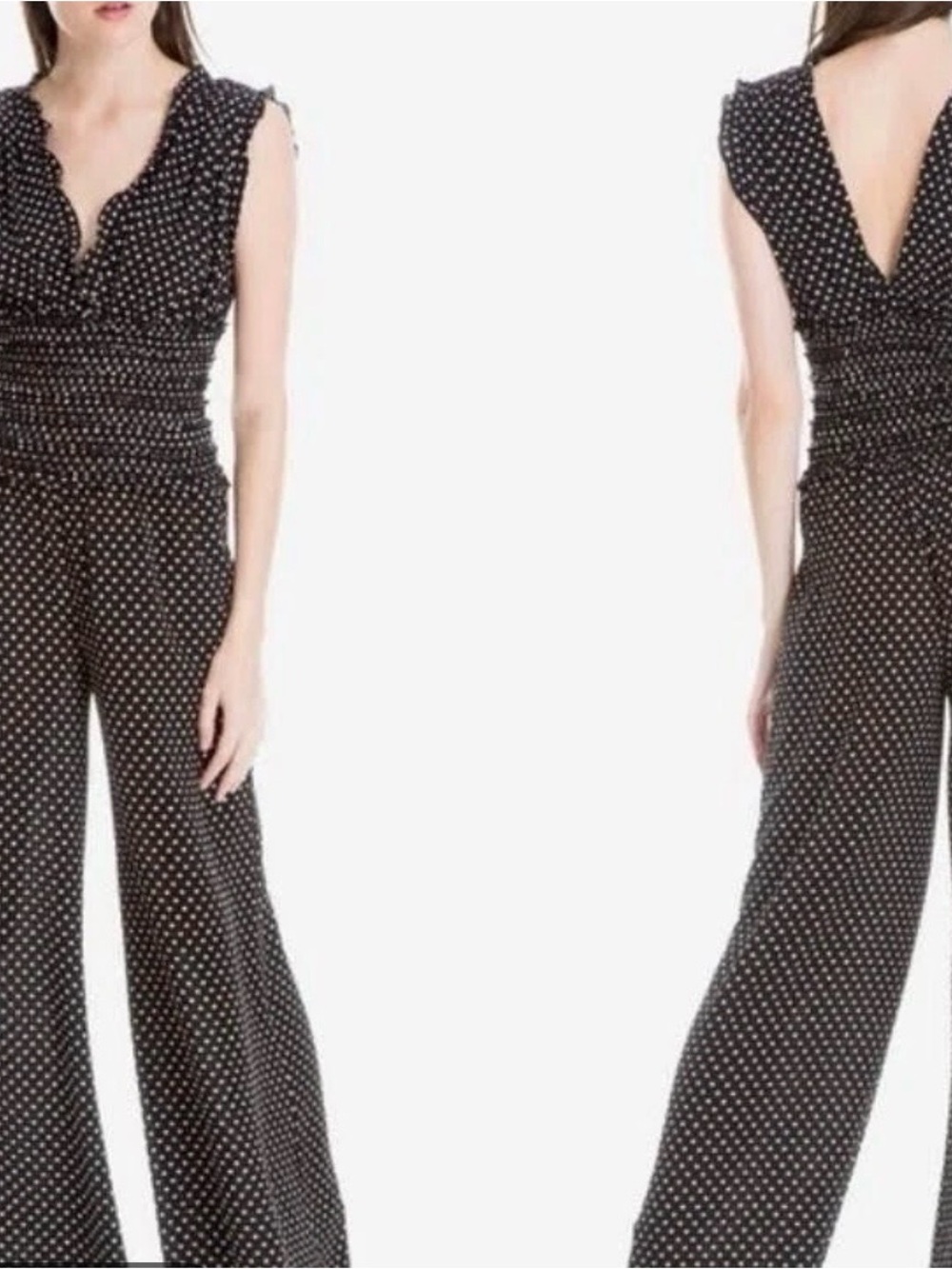 Max Studio Women's Black Polka Dot Wide-Leg Jumpsuit